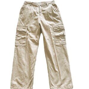 Cotton On Ladies Cargo Pants US 8 Beige 7 Pockets Straight Leg 100% Cotton
